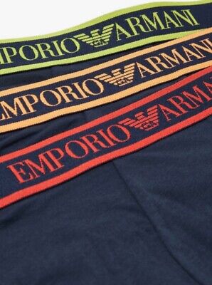 Men's Emporio Armani 3 Pack Navy/Multicolour Boxers