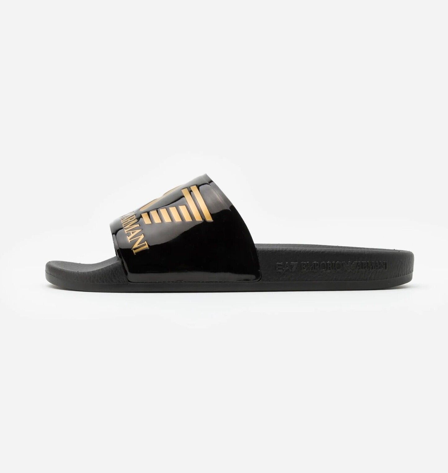 Emporio Armani EA7 Black & Gold Logo Sliders