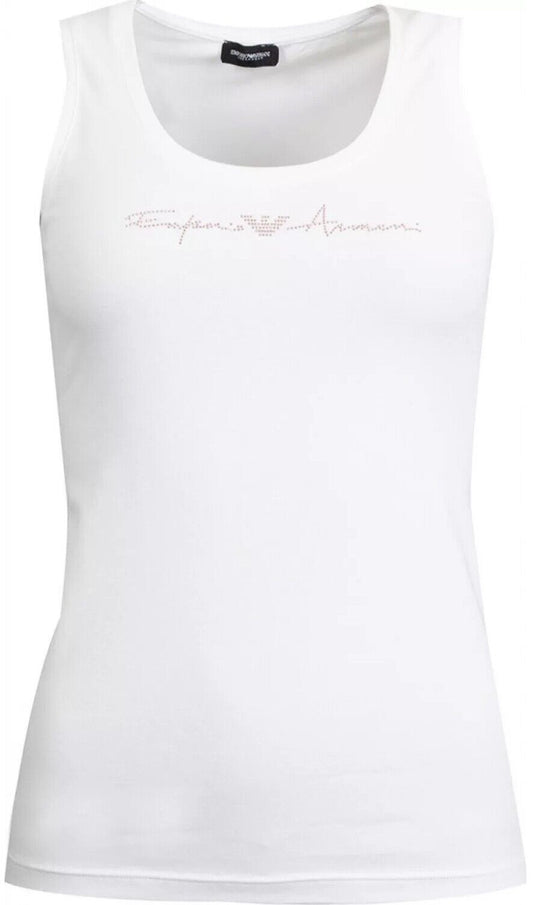 Women's Emporio Armani White Rose Gold Logo Tank Top