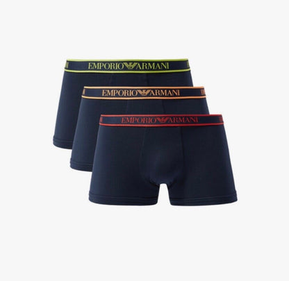 Men's Emporio Armani 3 Pack Navy/Multicolour Boxers