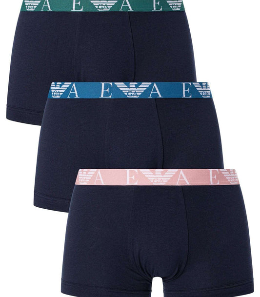 Emporio Armani Bold Monogram 3 Pack Navy Trunks