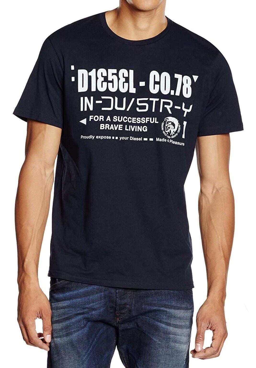 Diesel Navy Blue T-Shirt with Large Logo