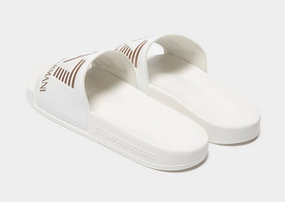 Emporio Armani EA7 White/Gold Logo Sliders