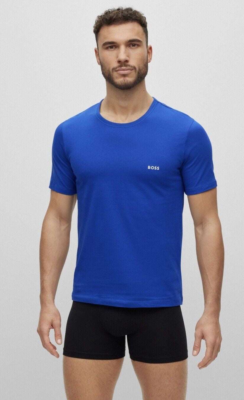 Hugo Boss 3 Pack Classic Crew Neck T-Shirts in Navy/Black/Blue