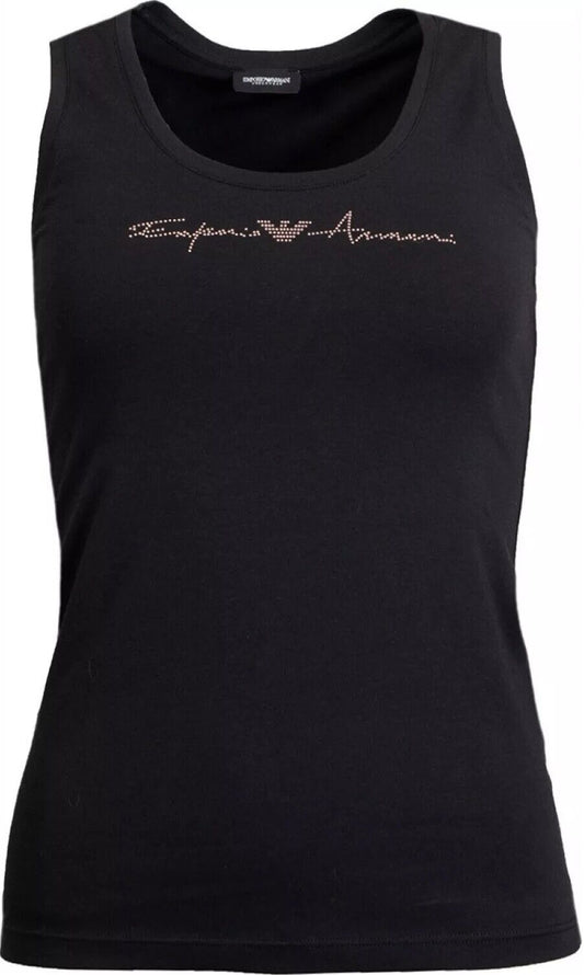 Women's Emporio Armani Black Rose Gold Logo Tank Top