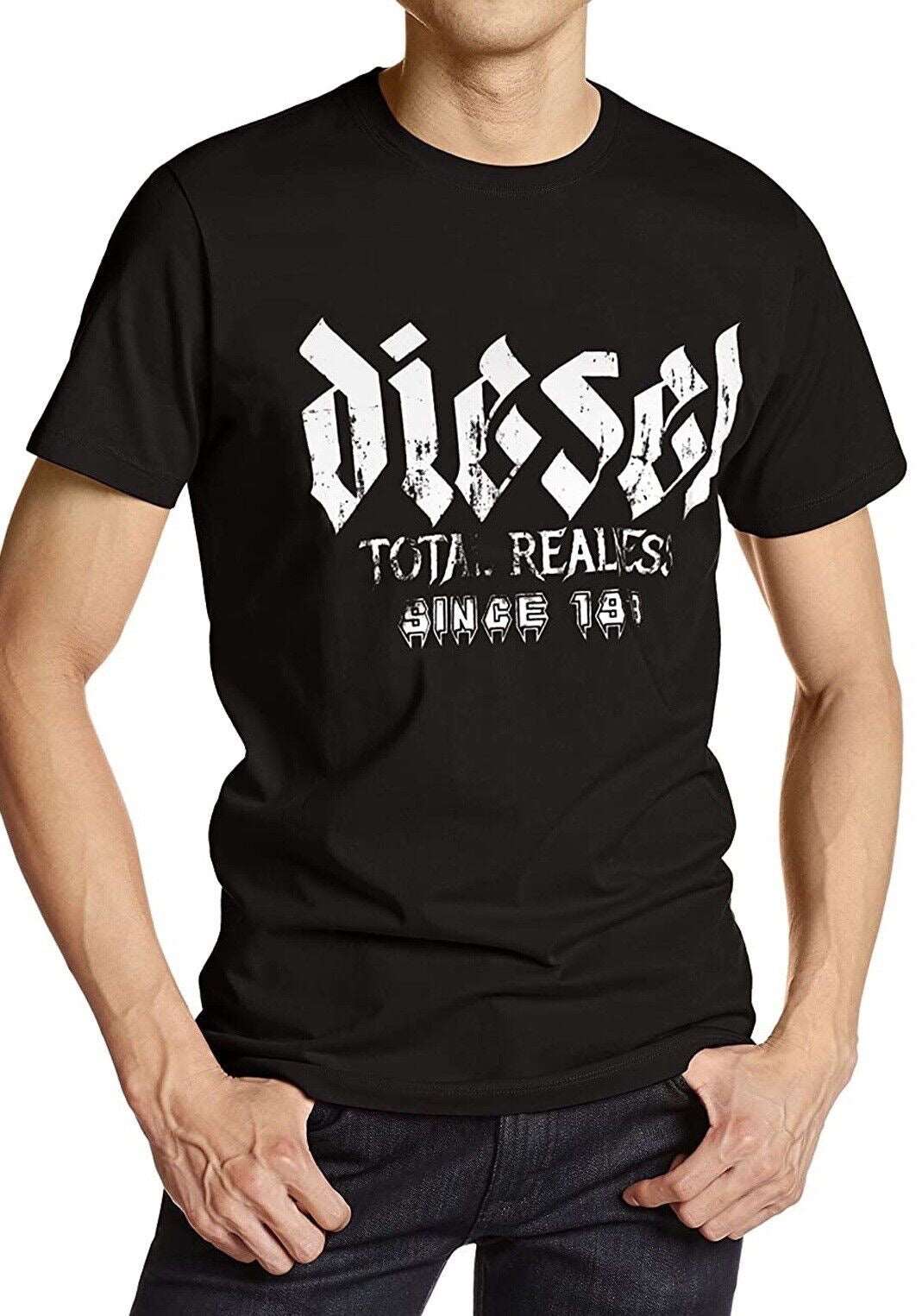 Diesel Black Crew Neck 'Total Realness' Logo T-Shirt