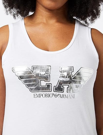 Women's Emporio Armani White Logo Tank Top