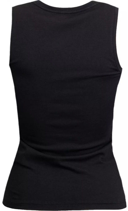 Women's Emporio Armani Black Rose Gold Logo Tank Top