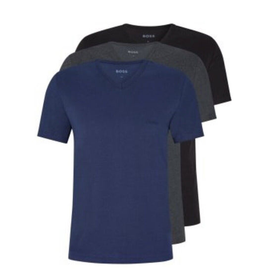 Men's Hugo Boss 3 Pack T-Shirts Navy/Black/Grey