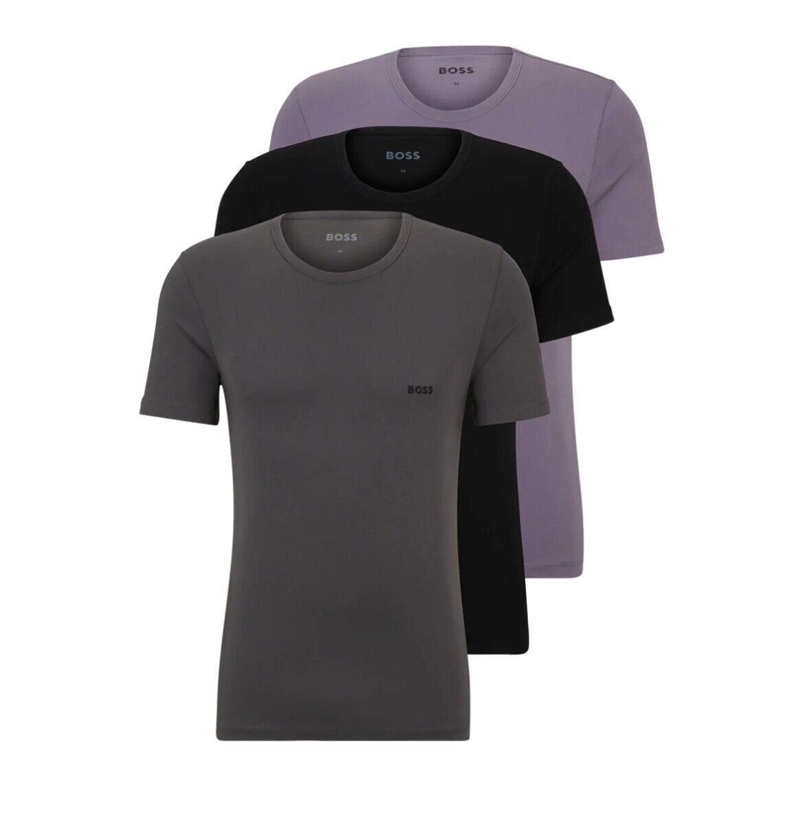 Men's Hugo Boss 3 Pack T-Shirts Black/Grey/Purple