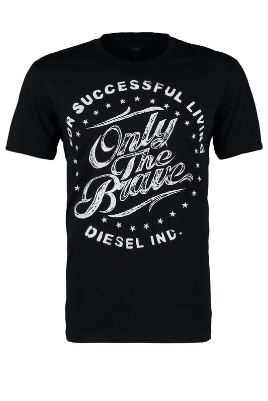 Diesel Black Crew Neck 'ONLY THE BRAVE' Logo T-Shirt