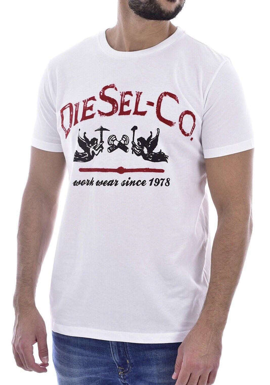 Diesel White  T-Shirt with Large Logo